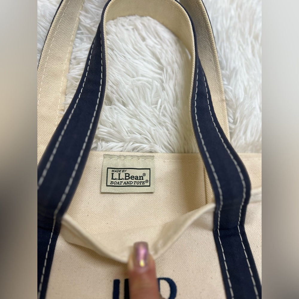 L.L. Bean Canvas Tote with Navy Trim - Picture 3 of 9